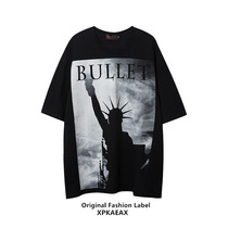 XPKAEAX Original Tide Card European And European Hiphop 2022 new summer high street oversize short teak man