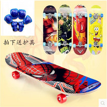 New Year Gifts Four-wheeler Skateboard Beginners Children Double Teething Skateboard Girls Adult Skateboard 6-12 Flash Wheel