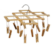 Household bamboo hanger multi-function clip Pants clip clothes clip Bamboo clip drying socks underwear rack Multi-purpose drying rack