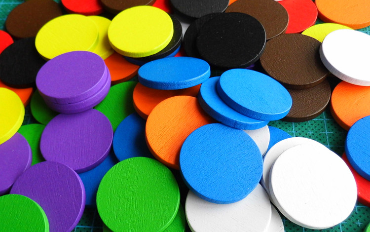 24MM*3mm color wooden disc board game TOKEN game props teaching aids round wood block