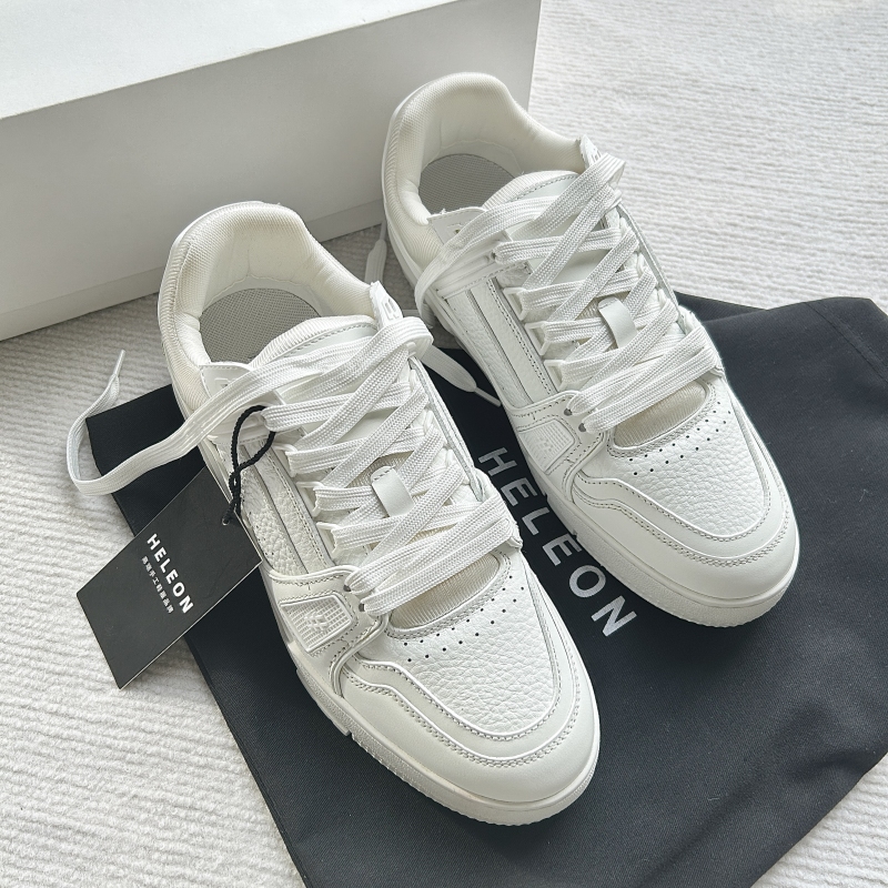 Spring/Summer 2026 New Trendy Brand Men's Shoes Trainer Genuine Leather Couple White Shoes Height-Increasing Casual Sports Sneakers Women