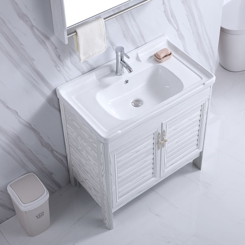 Space Aluminum Floor Type Bath Room Cabinet Makeup Room Ceramic Washbasin Combined Balcony Large modern minimalist washbasin