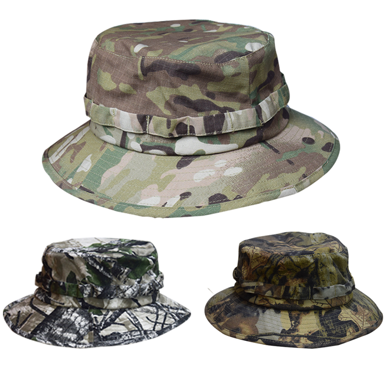 Military fan mountaineering combat training Camouflage round edge hat Fisherman hat Tabby Benny hat Men's and women's tactical fishing visor