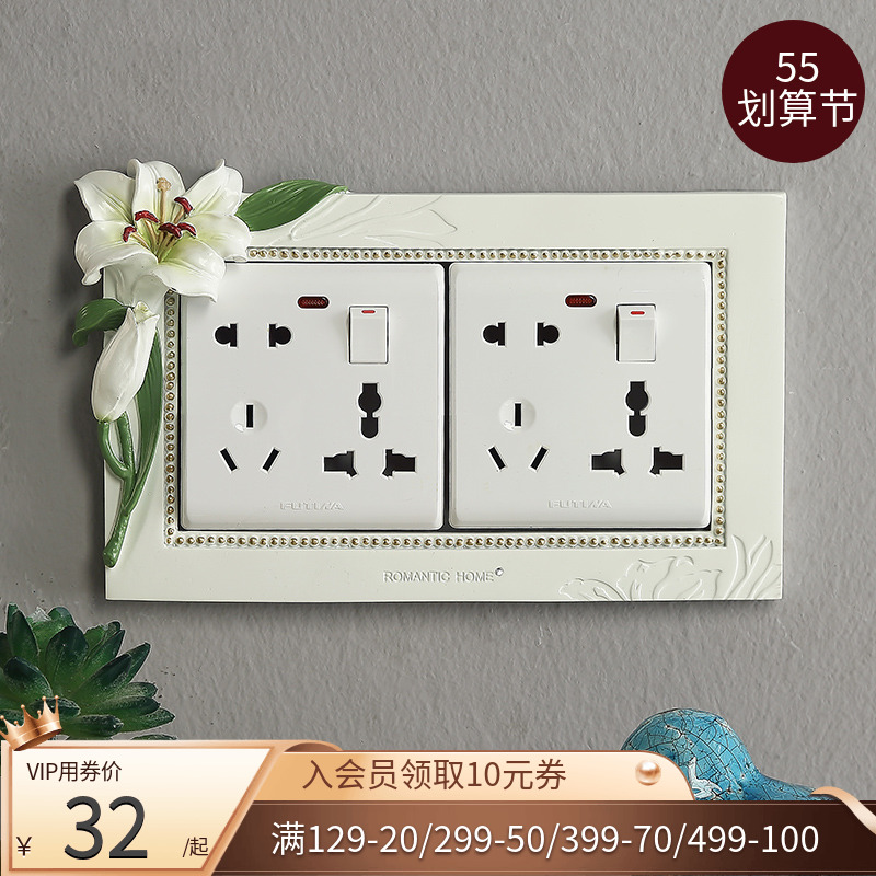 Hot Selling Creative Eu Style Retro Fields Garden Home Accessories Resin Wall Applique SWITCH STICKER PROTECTIVE SHEATH SOCKET STICKER