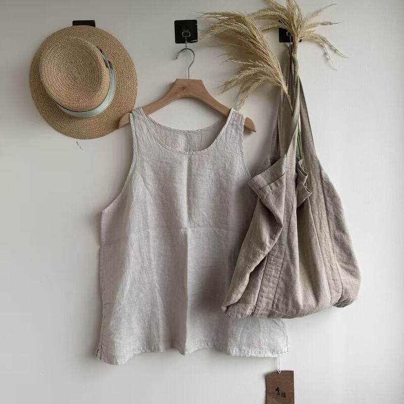 Jx2026 New Multi-Color Linen Vest Spring and Summer Versatile Artistic Style Sleeveless Top for Women