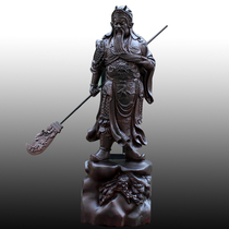 Ebony carving vertical horizontal knife Guan Gong figure retro statue porch ornaments Guan Yuguan Erye Wu Caishen