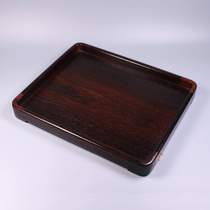 Small leaf red sandalwood carving tea tray wooden solid wood fruit plate mahogany tea cup tray square Falcon riveting