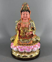Guanyin Guanyin Guanyin View Bodhisattva Buddha statue camphor wood lacquer line carving gold hand carved whole wood solid wood