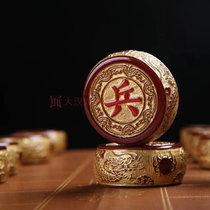 Chess board set wooden portable folding leather solid wood adult children student Golden snout Dragon chess piece