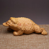 Golden toad handlebar ornaments boxwood carving three-legged golden toad play Animal tea pet car decoration crafts