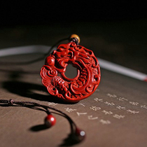 Small leaf red sandalwood fish dragon pendant wood carving pendant hanging handlebar mahogany solid wood carving crafts