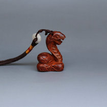 Mahogany snake pendant leaflet Rosewood carving zodiac animal put toy crafts Mahogany keychain necklace
