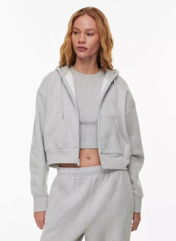 2024 Early Spring Aritzia Flat Lulu Soft Sports Versatile Zipper Hoodie Short Knitted Tna Sweatshirt for Women