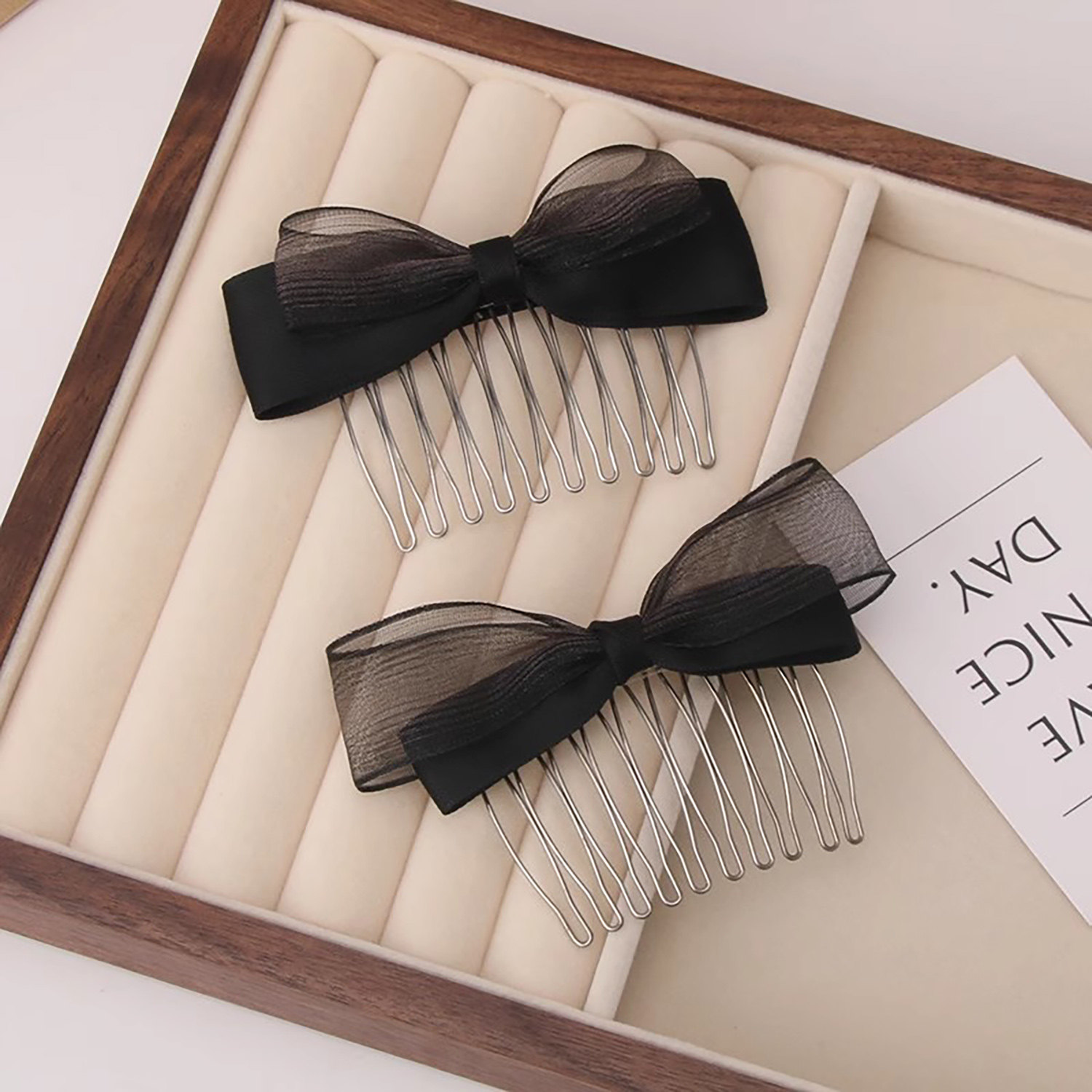Bow-shaped hair clip, Korean style hair comb, front-facing comb, back-of-the-head comb, side bangs hair accessory.
