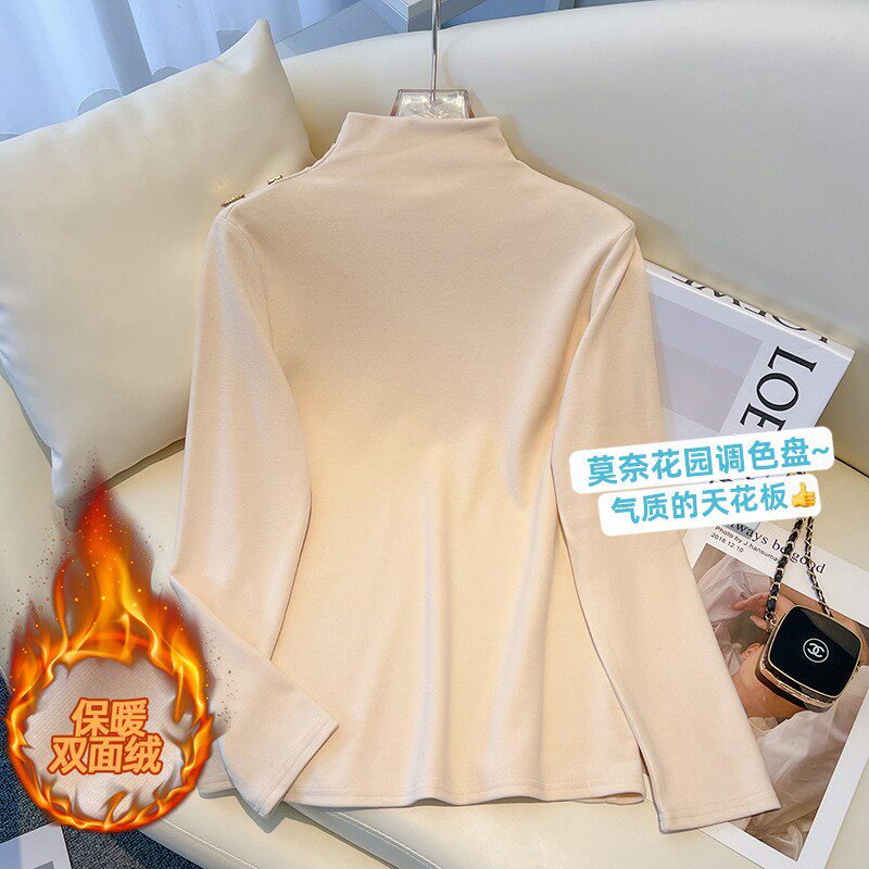 First-line brand clearance to pick up leaks ~ half-high collar bottoming shirt autumn and winter new simple slim fit thick warm long-sleeved T-shirt