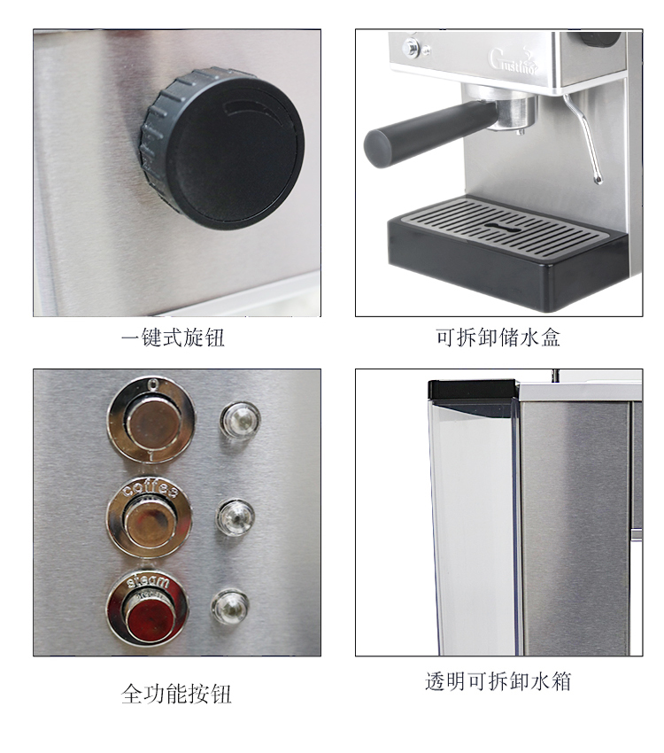 máy pha cafe smeg Máy pha cà phê Gustino áp suất cao nồi hơi inox thương mại hộ gia đình bán tự động hơi nước Đài Loan - Máy pha cà phê máy pha cà phê xiaomi