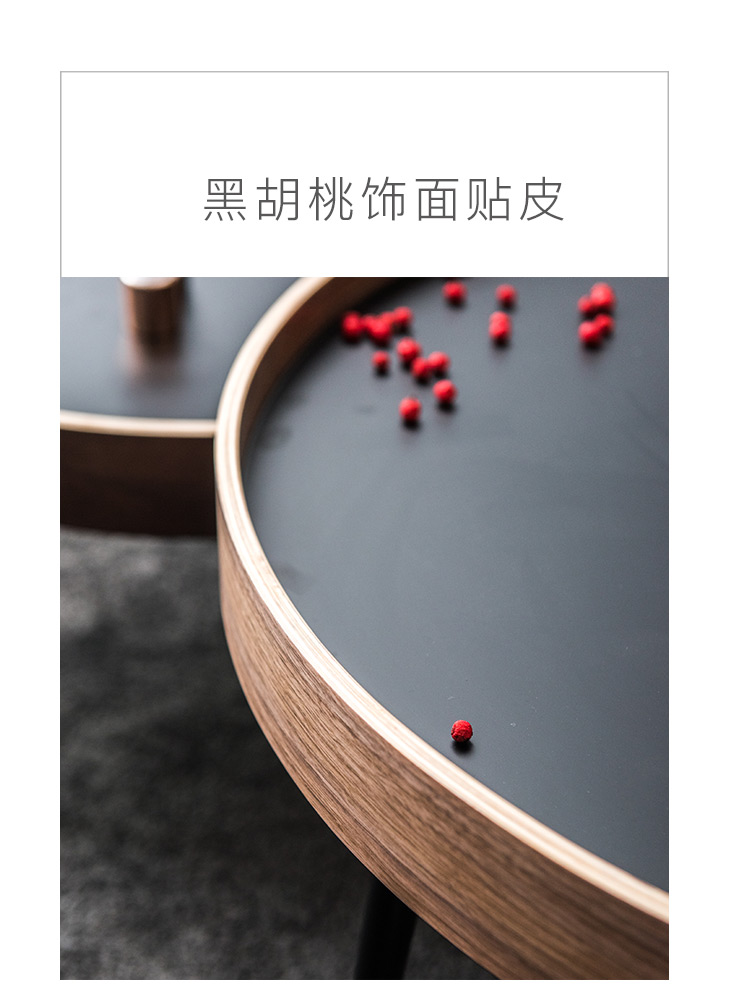 Bàn cà phê gỗ óc chó màu đen gỗ rắn Phòng khách Bắc Âu sáng tạo tròn biểu hiện phong cách hiện đại tối giản ánh sáng sang trọng đồ nội thất - Bàn trà bàn trà mặt kính