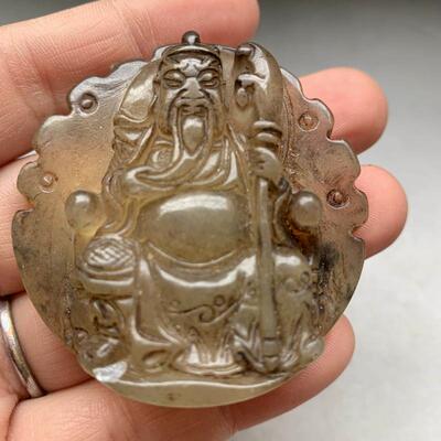 Старый нефритовый антикварный кулон Guan Gong Wu God of Wealth с маленькой ручкой, маленькие украшения, бесплатная доставка 02