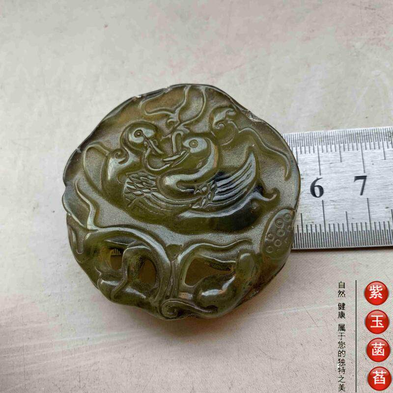 Украшения на руку 老玉古玩玉石鸳鸯戏水玉佩小手把件小摆件清仓包邮011