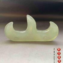 老玉古玩山字玉石笔架毛笔搁文房摆件实用玉器手把件小摆件