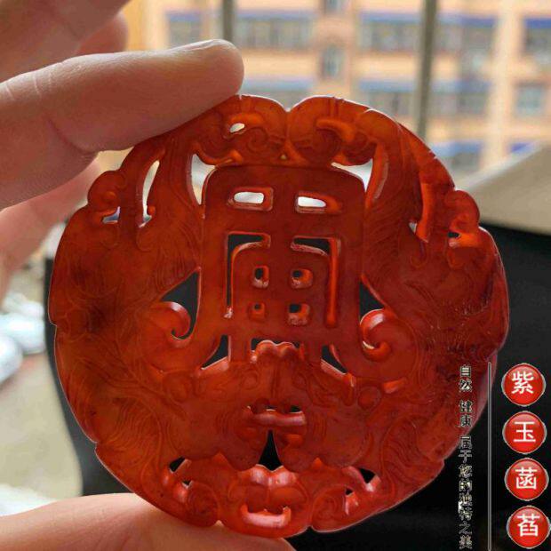 Украшения на руку 老玉古玩红色双面范闲庆余年玉佩腰佩小手把件小摆件清仓包邮02