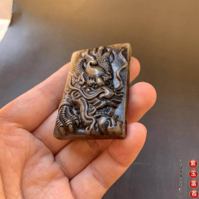 Украшения на руку 老玉古玩高古玉龙牌苍龙玉佩手把件浮雕工艺牛鼻孔02
