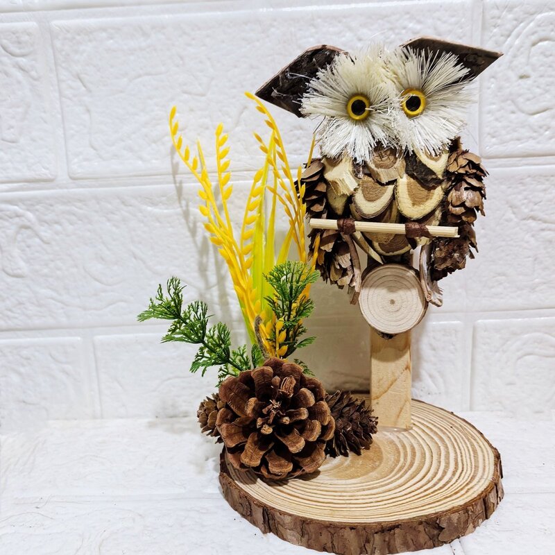 Wheat Field's Watcher (Finished Pine Cone and Owl)