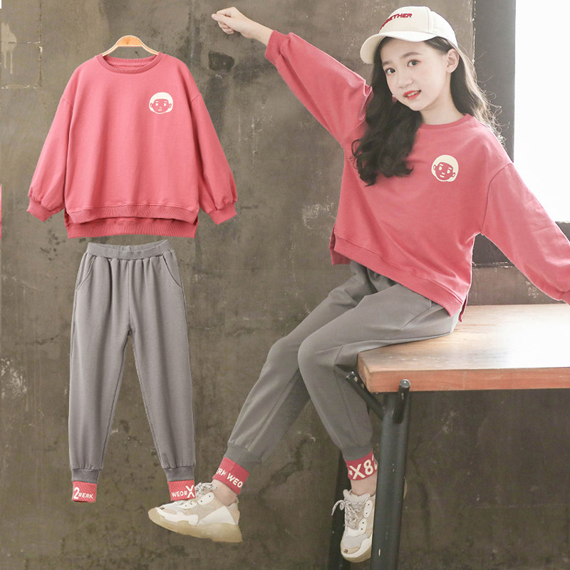 Girl Spring Clothing Suit 2022 New Foreign Pie Sports 12 Year Old 15 Spring Autumn Girl Clothes Children's Clothing Two Sets