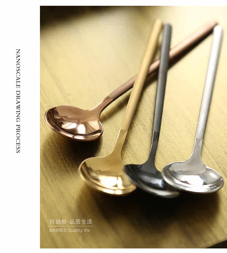 Cốc cà phê châu Âu khuấy thìa cốc văn phòng với thìa dài tay cầm bằng thép không gỉ tráng miệng muỗng thìa đá sáng tạo - Cà phê bình pha cafe cold brew