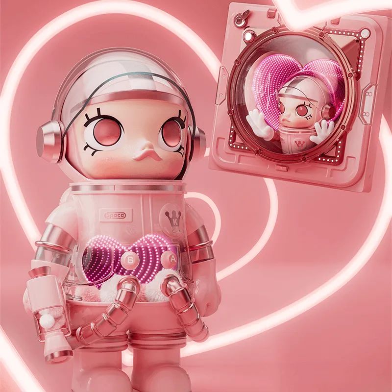 瓷娃一对 当日発送 正版POPMART SPACE MOLLY飞天小女警400%哭娃大娃，收藏级手办值