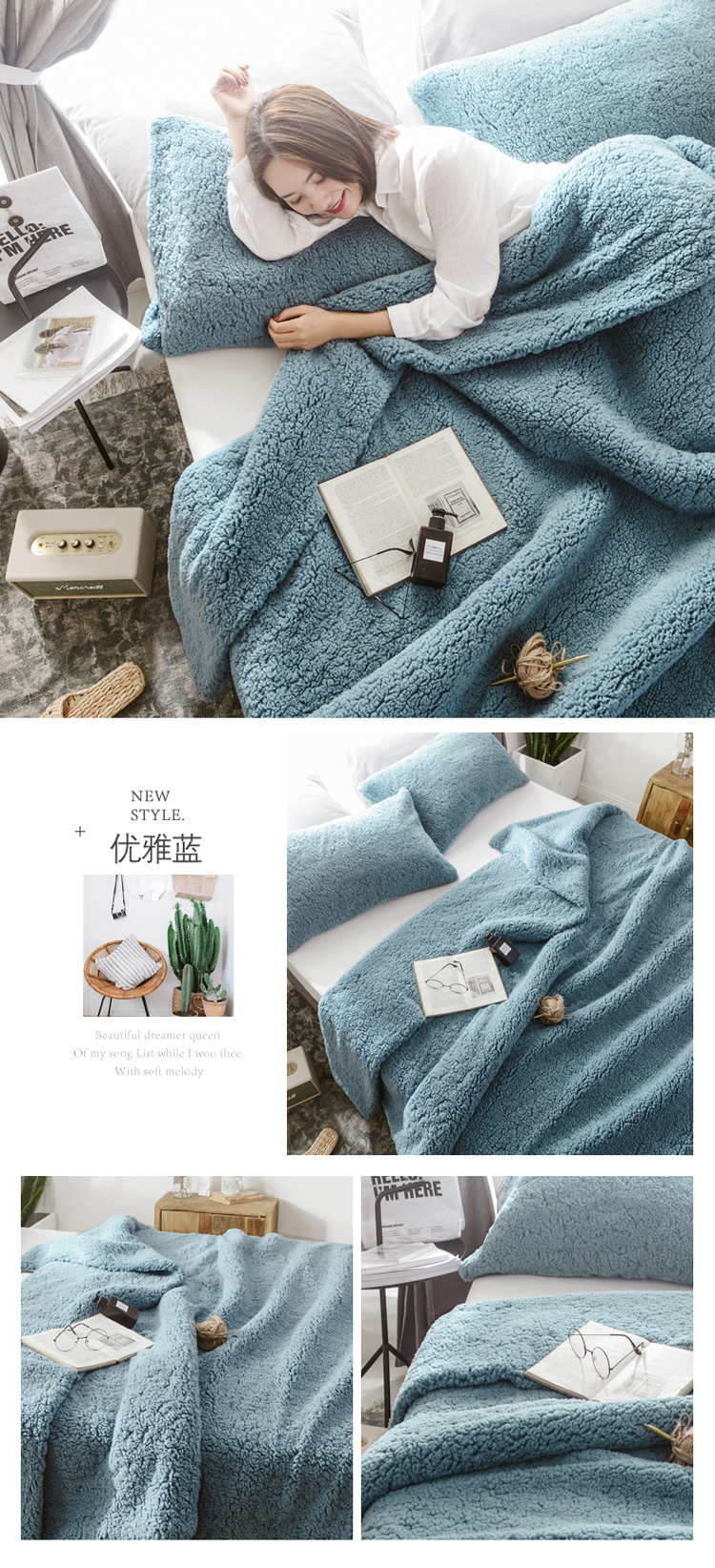 Chăn che 1,5m lưới lông cừu màu đỏ san hô 1.8 đơn hai mặt bằng da cừu bốn mảnh dày đơn mảnh mùa đông chăn muji mùa hè