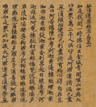 Dunhuang posthumous sutra Lotus Sutra of Wonderful Dharma Preface No. 1 Brush calligraphy in small regular script long scroll giclée reproduction