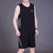 Quần áo thể thao không tay nam mùa hè tập thể dục mặc quần short vest thể thao cỡ lớn cotton chạy bộ quần áo mỏng - Thể thao sau