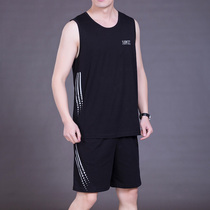 Sleeveless sports suit Mens summer fitness clothes Vest shorts sportswear large size cotton running clothes thin section