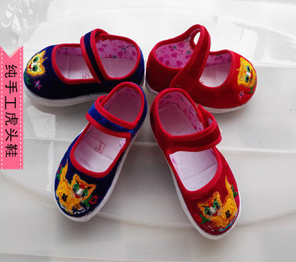 Pure artisanal Thousand-layer bottom male and female baby tiger head shoes Shoe shoes infant children's thick bottom tiger shoes embroidered cloth shoes 
