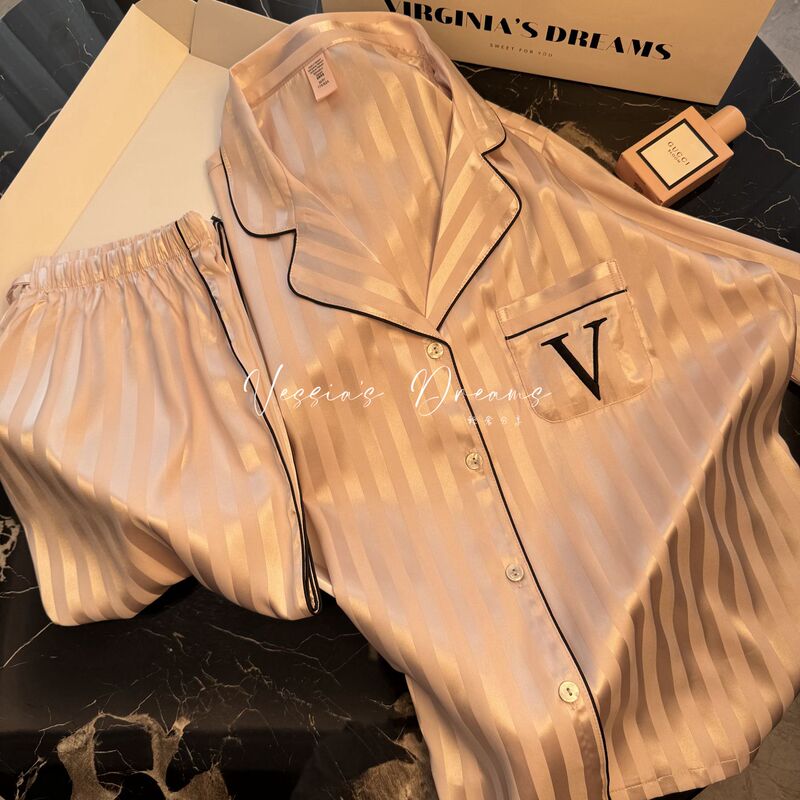 Weijia Yang Mi Style Faux Silk Pajamas for Women, Spring and Autumn Moonlight Silk High-End Long-Sleeved Ice Silk Loungewear Set