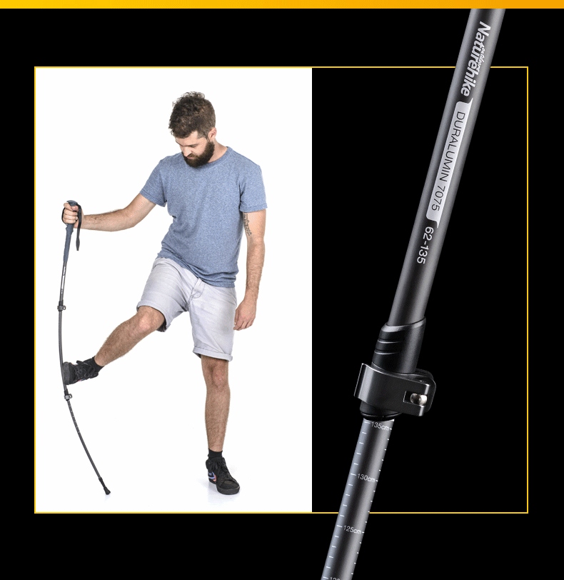 NH mover Hợp kim nhôm nhẹ trekking cực khóa telescopic gấp mía đi bộ leo núi thiết bị ngoài trời gậy cho người cao tuổi