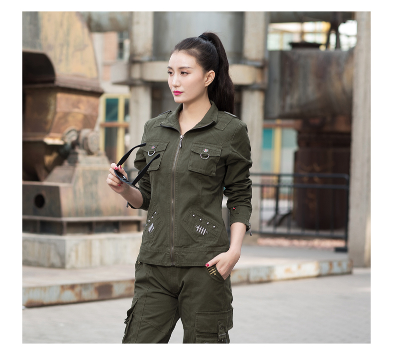 Freedom Rider Outdoor Casual Jacket Áo khoác nữ Ngụy trang Ve áo ngắn Quân đội Quần áo Quần áo mỏng Quân đội màu xanh lá cây - Quần áo ngoài trời mua áo gió nam