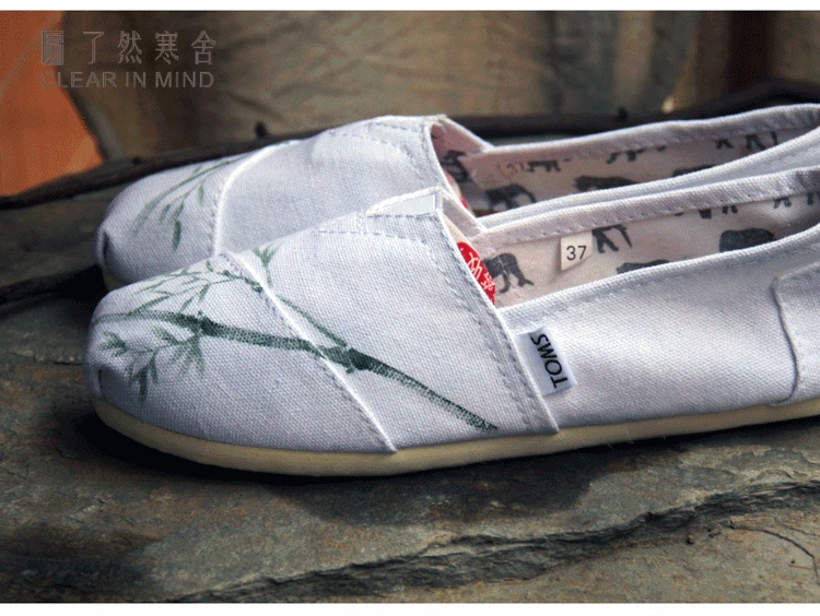 Mùa hè 2017 mới vẽ tay cổ giày nữ quần áo giày vải canvas Zen hoang dã học sinh phong cách Trung Quốc giầy bánh mì nữ