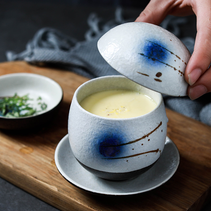 Japanese style chicken egg cup ceramic custard cup cup steamed egg cup bird 's nest egg stew cup with cover with the tap