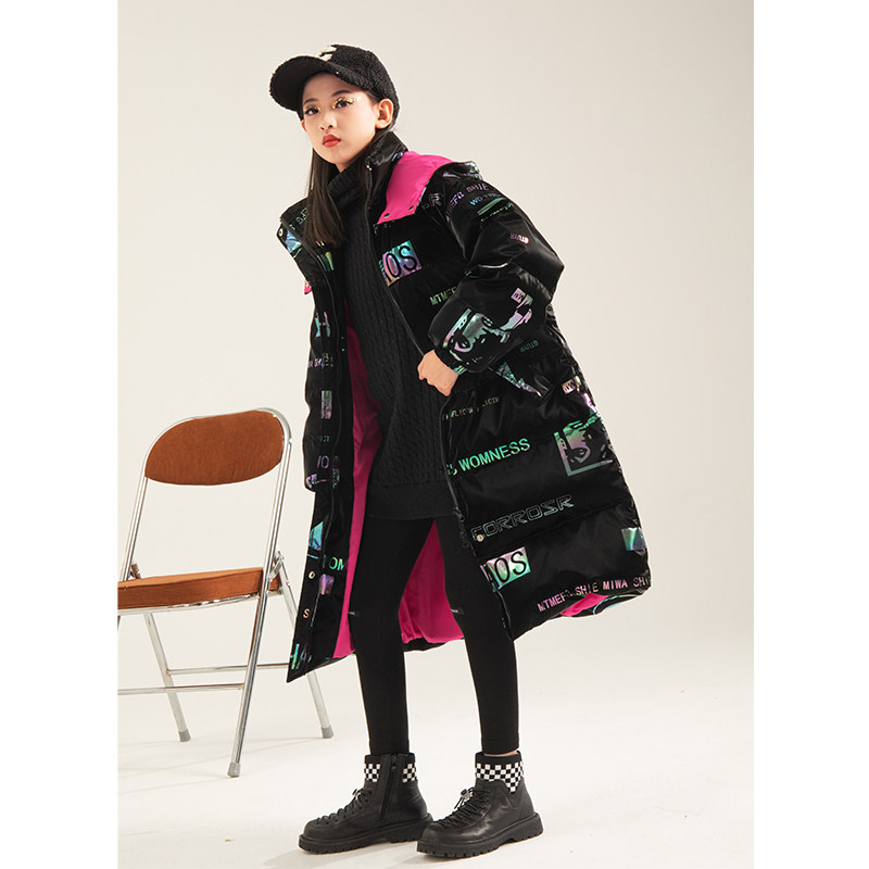 Yuxingyuyan girls' down jacket mid-length version 2022 new western style big children's winter clothing girls high-end thickened coat