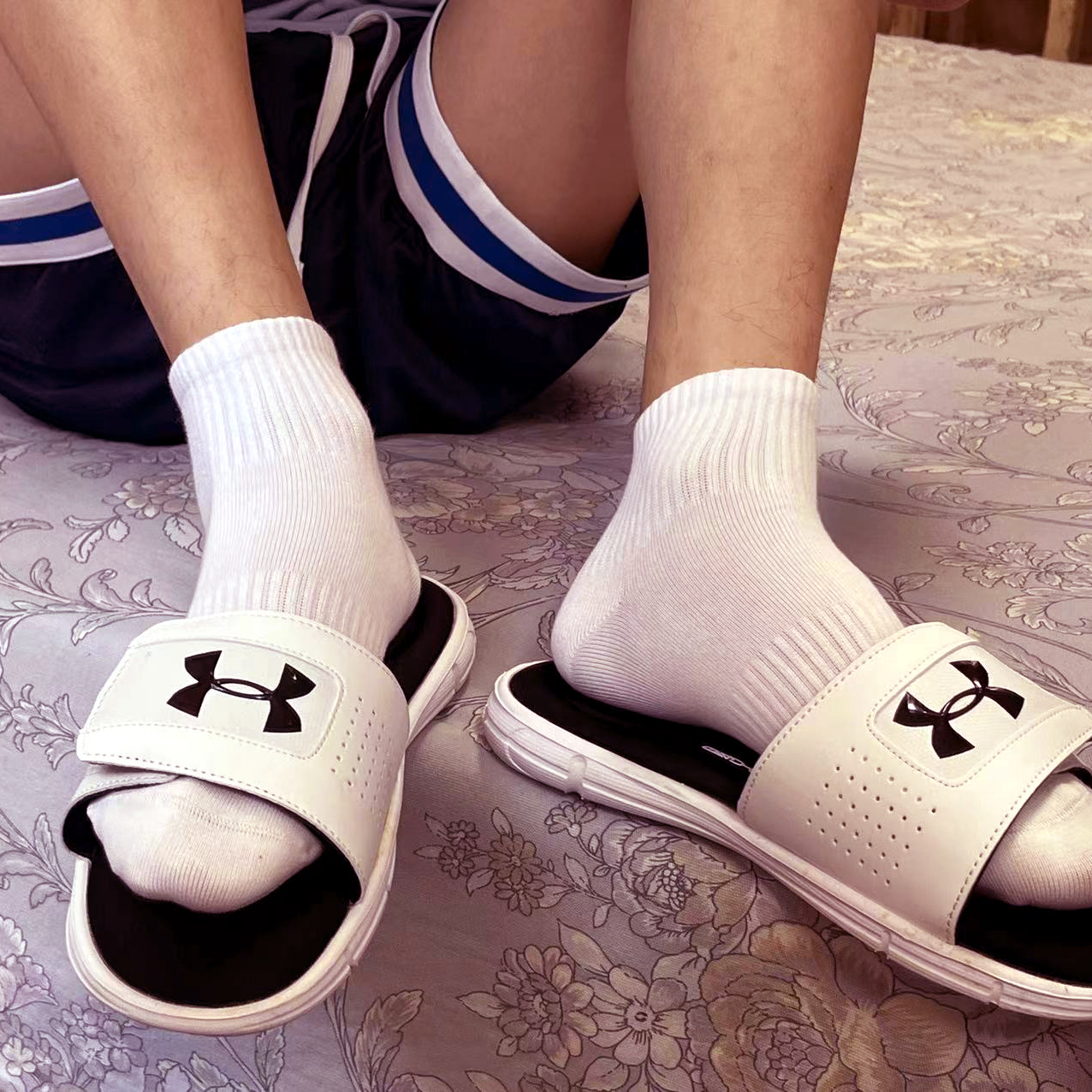 Light thin white sock black sock short medium and long multiple combination of 3 double assembly