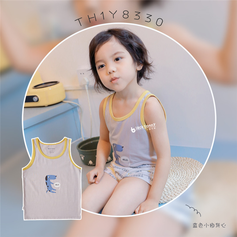 Little Black Toya 2020 Spring / Summer New Thin Childrens Trang chủ Quần áo Boys and Girls tinh khiết bông Mordale Đã bỏ đánh dấu Vest