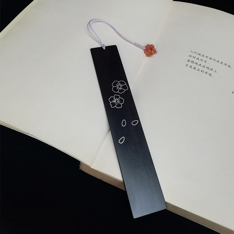 Time Grass Hall Custom Lettering ART BOOKMARKING BLACK SANDALWOOD INLAID SILVER SILK CHERRY BLOSSOM BOOKMARK SEND GIRLFRIEND ROMANTIC GIFT