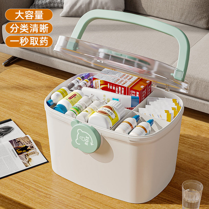 Medicine Box Home Dress Home Large Capacity Transparent Medicine Medicine Box Portable Containing Box Medical Emergency Kit Small Medicine Box-Taobao