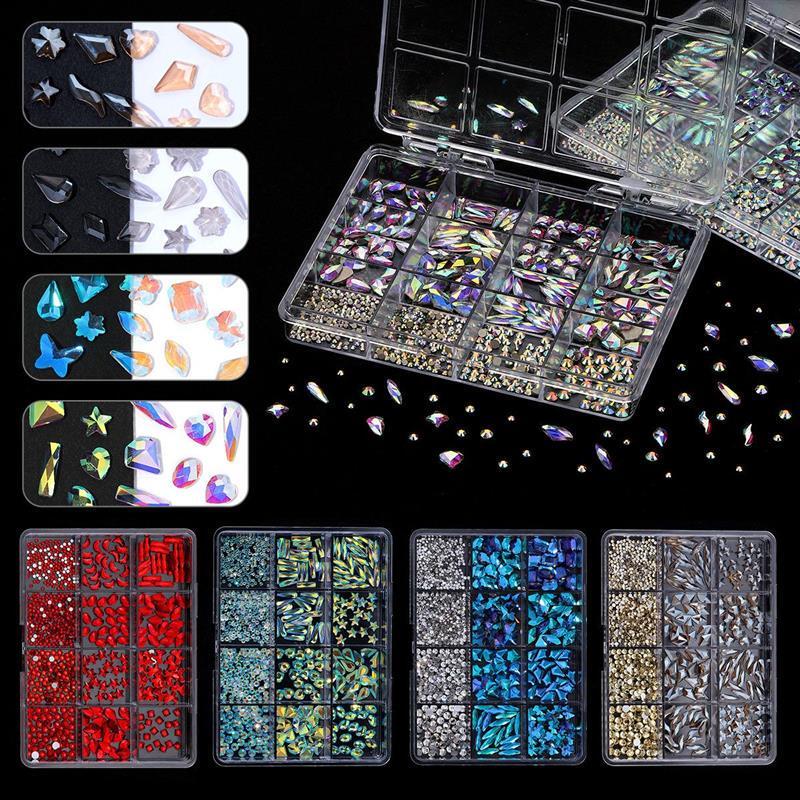 Cross-Border Nail Art 12-Compartment Rhinestone Box Set, Flat-Bottomed Irregular-Shaped Rhinestones, Nail Rhinestones, Nail Art Decoration Set Cross-Border Nail Art 12-Compartment Rhinestone Box Set, Flat-Bottomed Irregular-Shaped Rhinestones, Nail Rhinestones, Nail Art Decoration Set