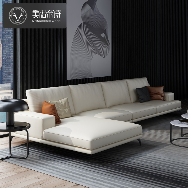 Italian Style Light Lavish Real Leather Sofa Nordic Style Latex Pole Minima Real Leather Sofa Living-room Rear Modern Cow Leather Sofa