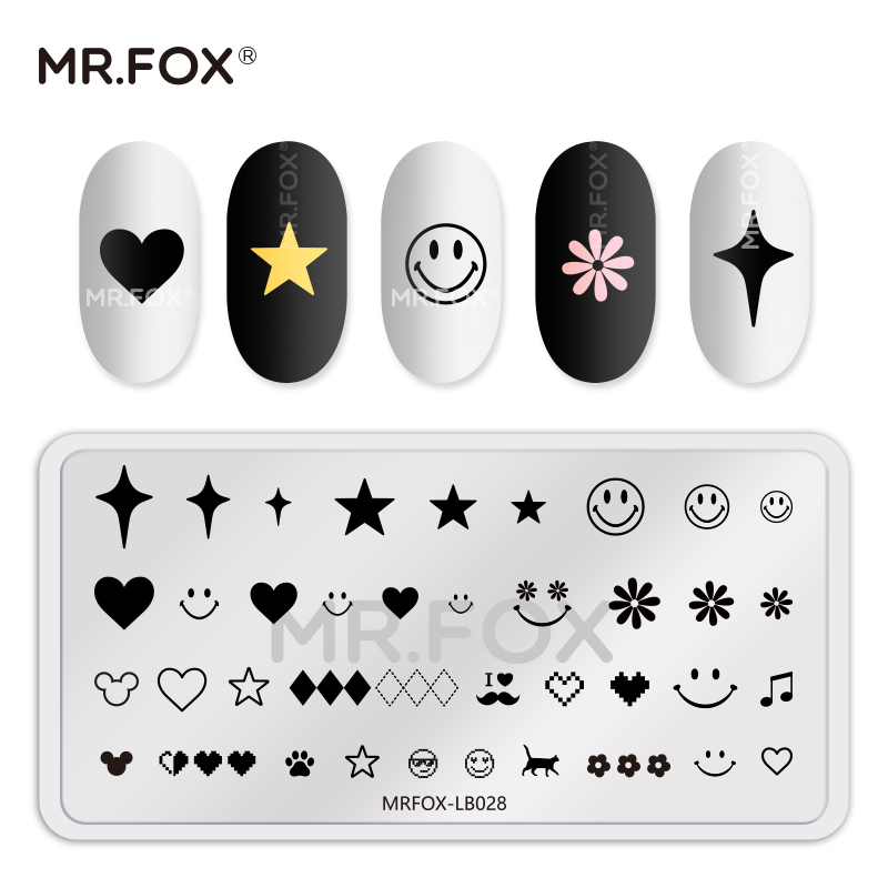Mr.Fox Nail Art Stamping Plate Cartoon Fox Rabbit Bear Four-Pointed Star Marine Animal Feather Mr.Fox Nail Art Stamping Plate Cartoon Fox Rabbit Bear Four-Pointed Star Marine Animal Feather