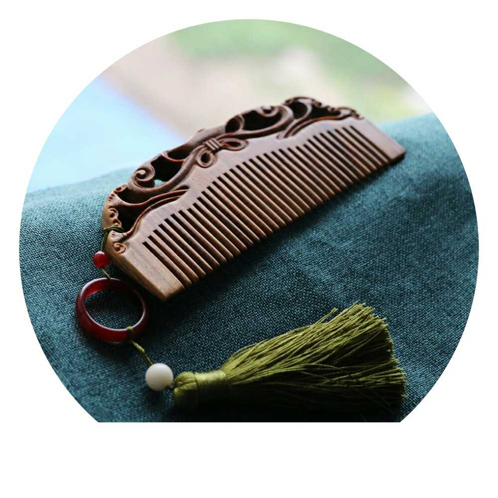 Heart - knit carved natural green sandalwood comb can be engraved to couples wedding gift girlfriend's birthday teacher's day