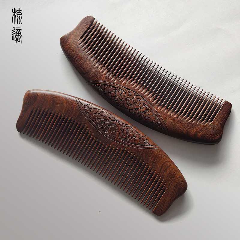 Be a lover. Long comb natural sandalwood comb black gold sandalwood free engraving custom double-sided carved collection